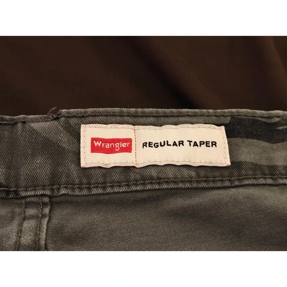 Wrangler Mens Regular Taper Cargo Pants 36x30 Grey Black Camouflage 70SYWGL